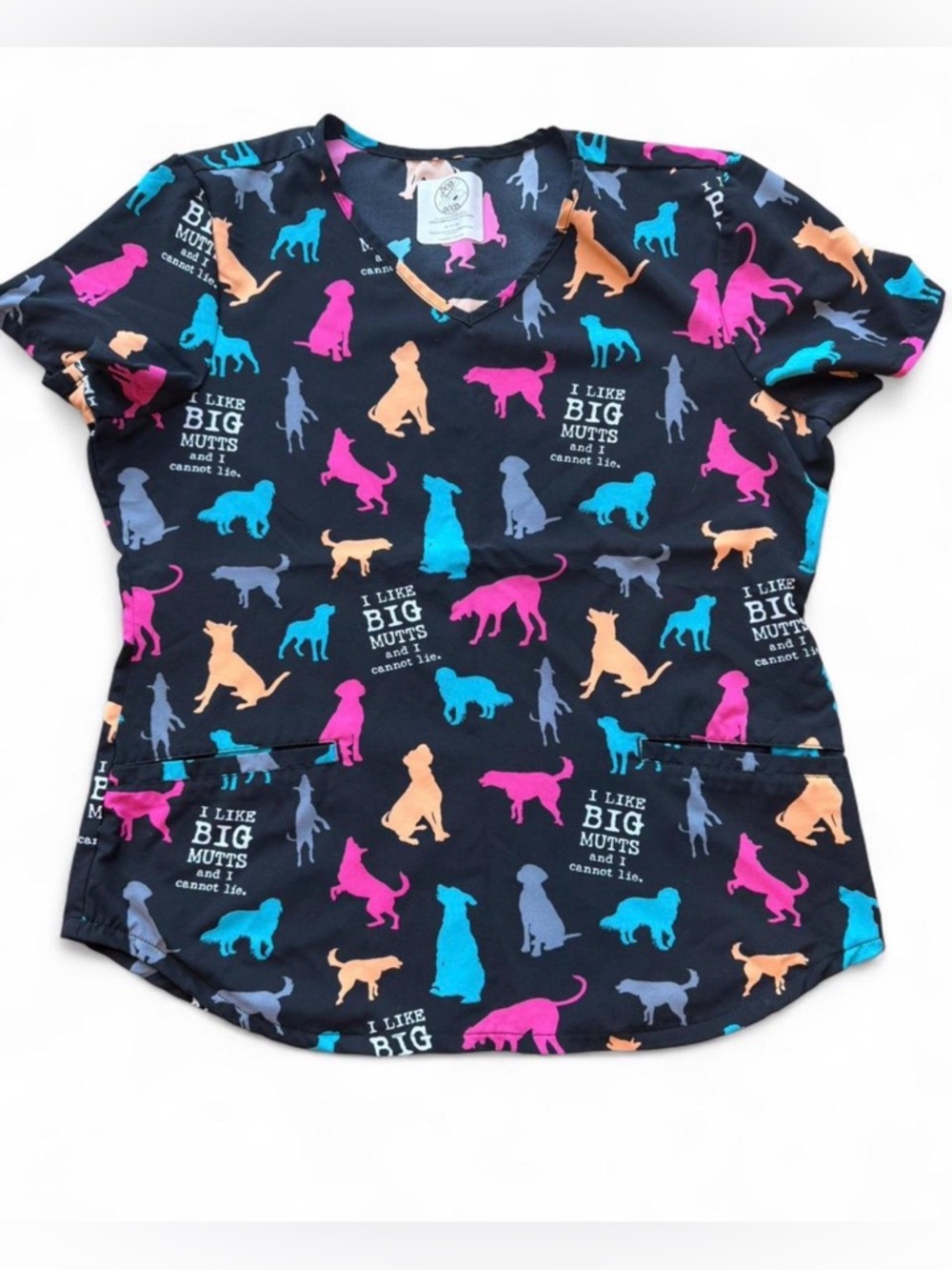 🐶 "I Like Big Mutts and I Cannot Lie" Scrub Top - Size M